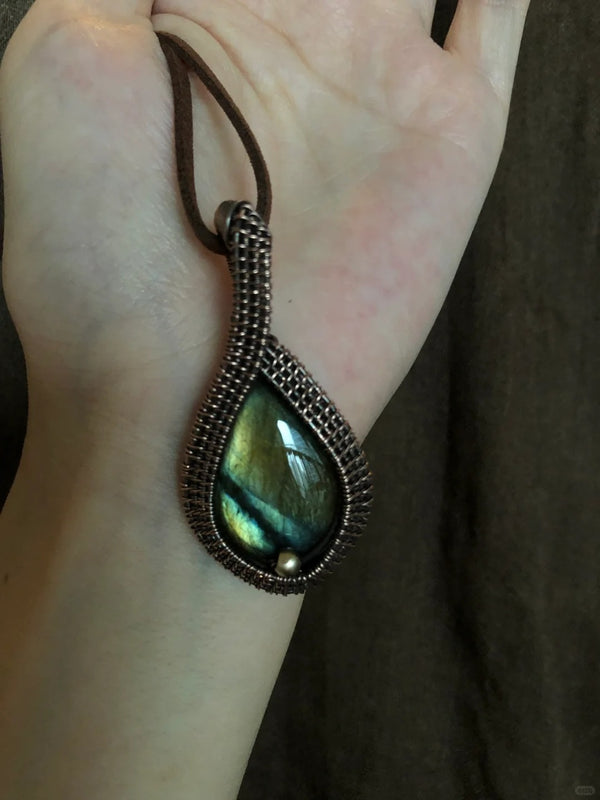 Stunning Labradorite Wire-Wrapped Pendant