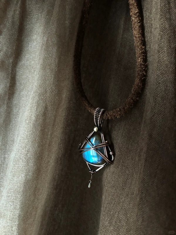 Handcrafted labradorite crystal pendant