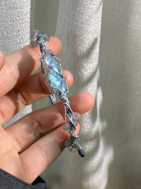 Labradorite wax woven bracelet