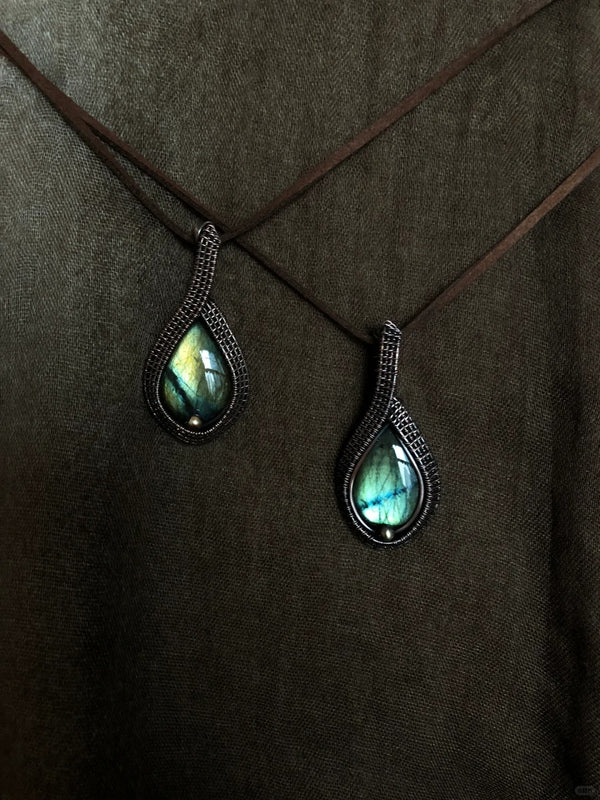 Stunning Labradorite Wire-Wrapped Pendant