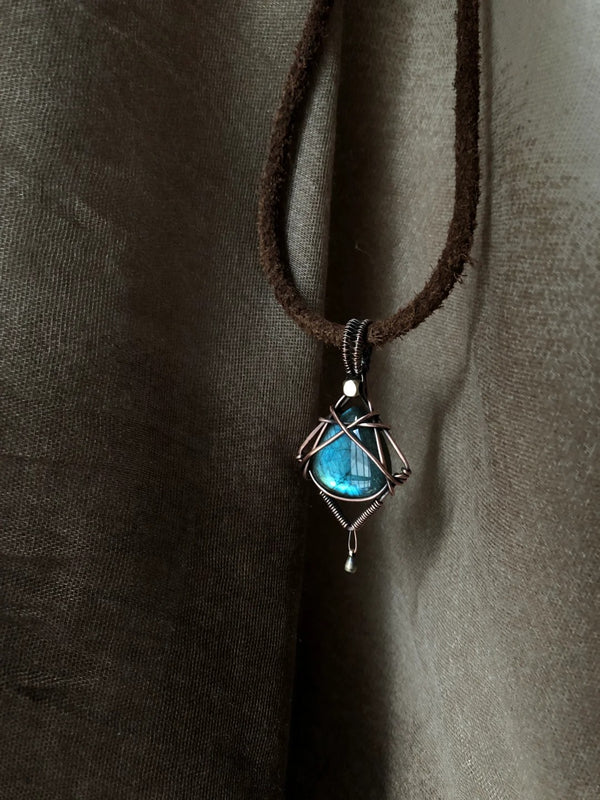 Handcrafted labradorite crystal pendant