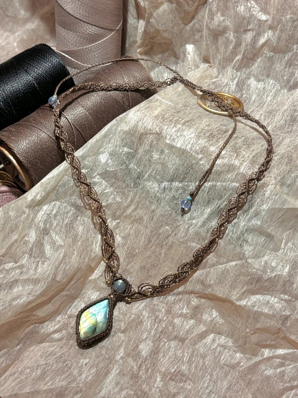 Labradorite crystal angel necklace