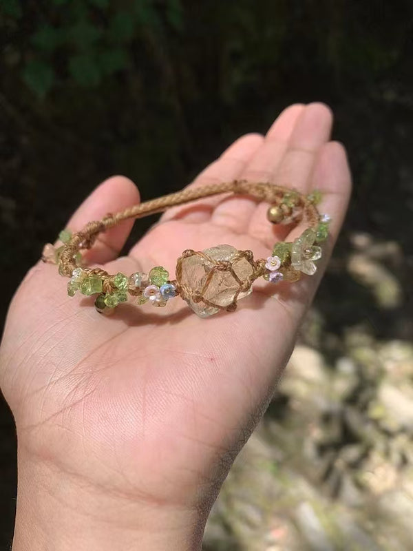 Natural citrine woven bracelet