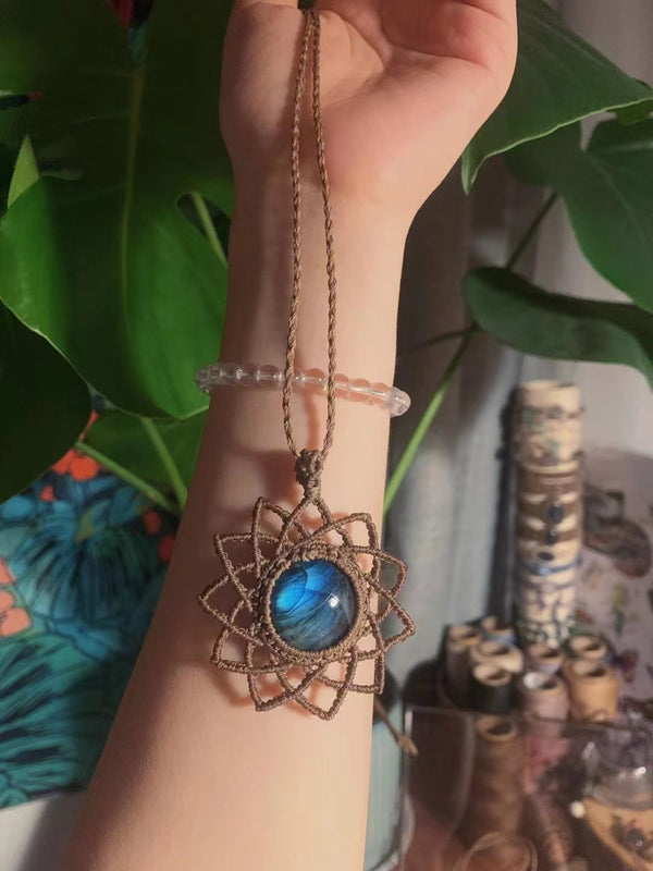 Labradorite Flower of Life Necklac