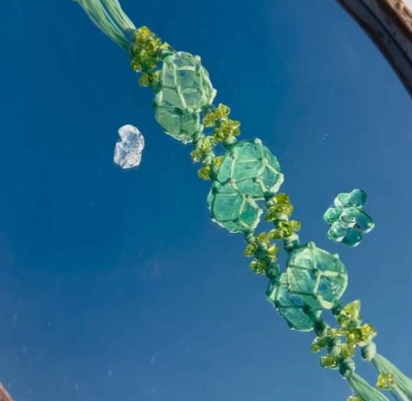 Green fluorite hand woven bracelet