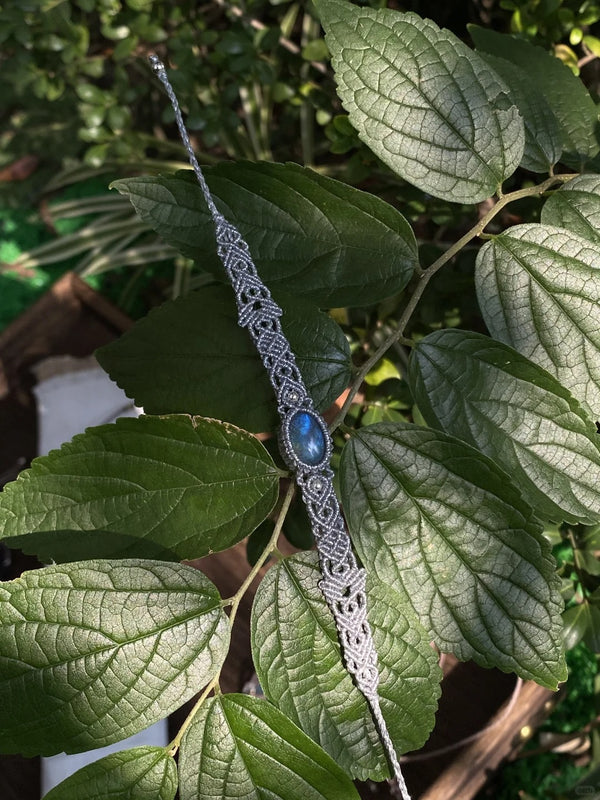 Shiny silver wire crystal woven bracelet