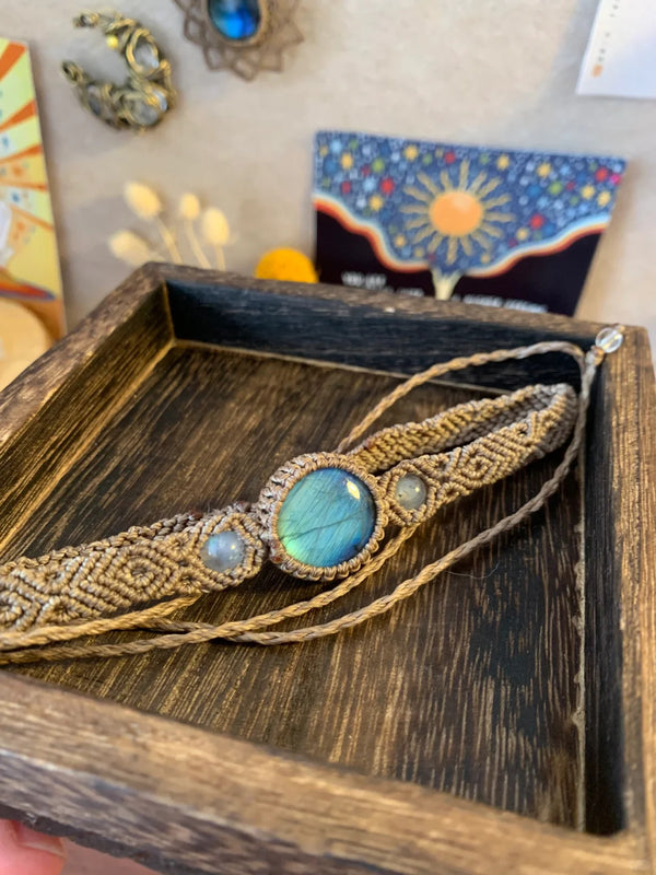 Elegant Labradorite Macrame Necklace