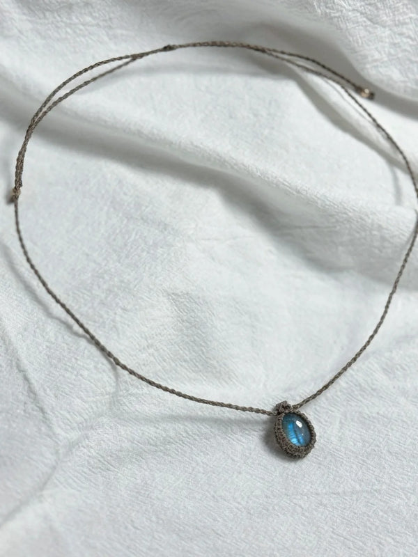 Labradorite hand braided pendant necklace