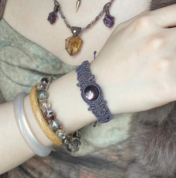 Purple lepidolite women bracelet