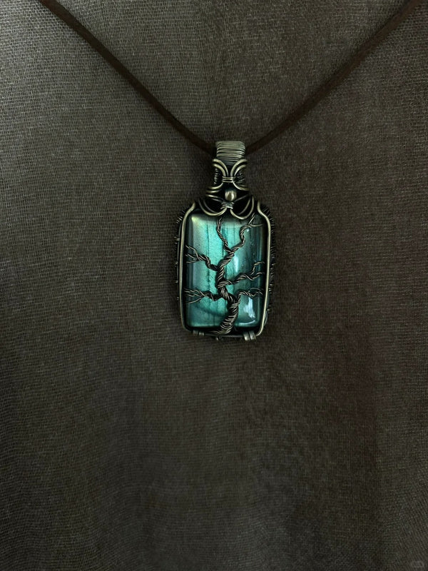 Tree Of Life Handcrafted Labradorite Wire-Wrapped Pendant