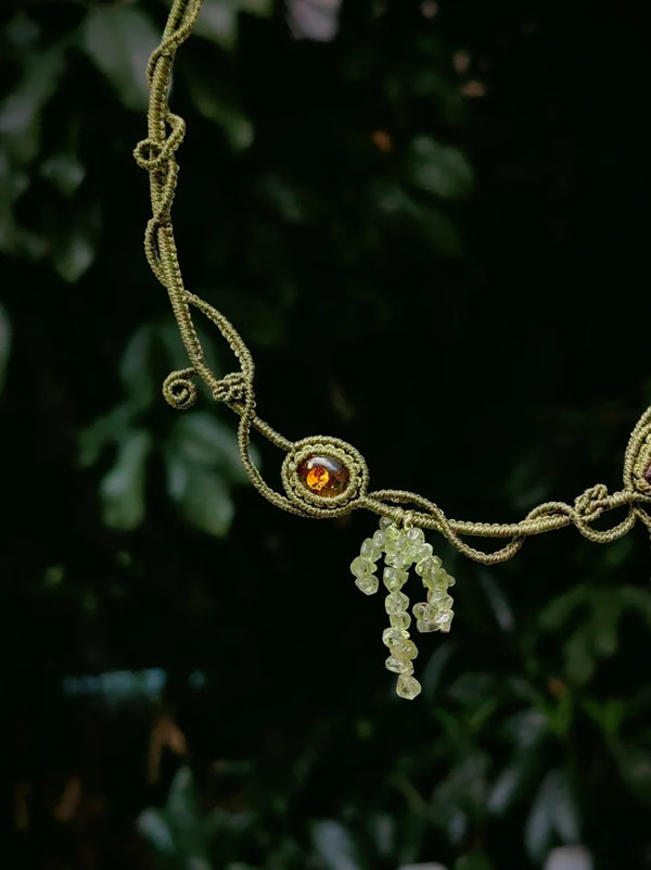 Enchanted Forest Macrame Style Crystal Necklace