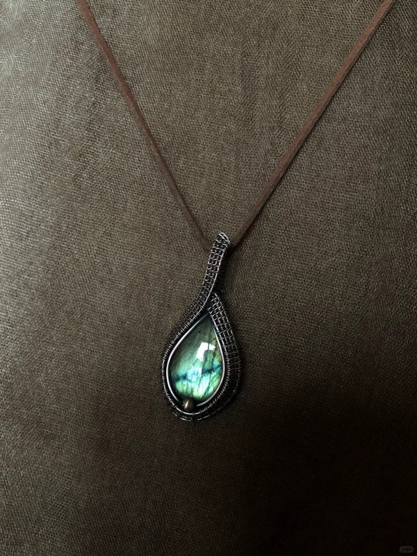 Stunning Labradorite Wire-Wrapped Pendant