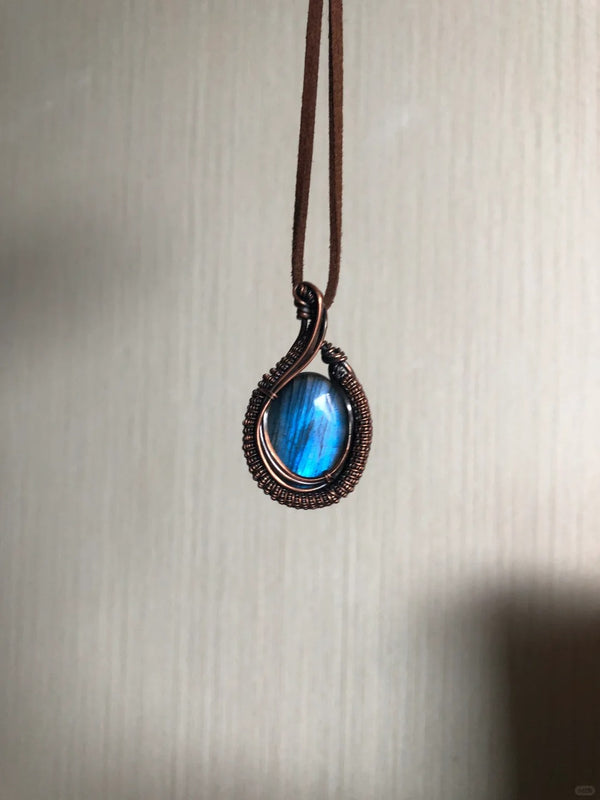 Labradorite crystal wire wrapped gemstones pendant