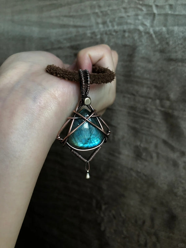 Handcrafted labradorite crystal pendant