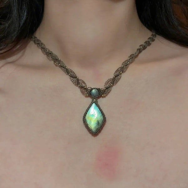 Labradorite crystal angel necklace