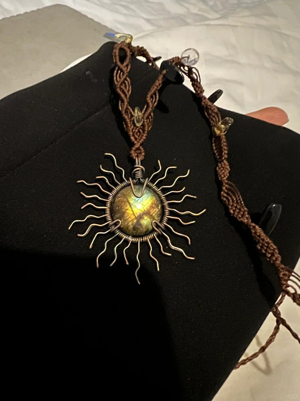 Bohemian Sun Charm Necklace pendant