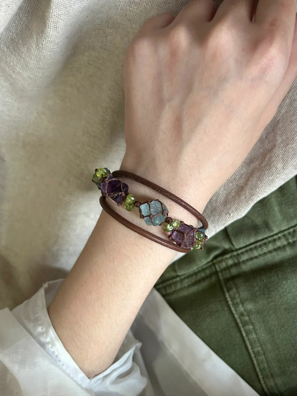 Handcrafted Gemstone Bracelet - Aquamarine, Amethyst & Peridot