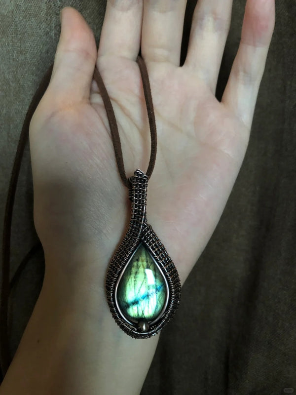 Stunning Labradorite Wire-Wrapped Pendant