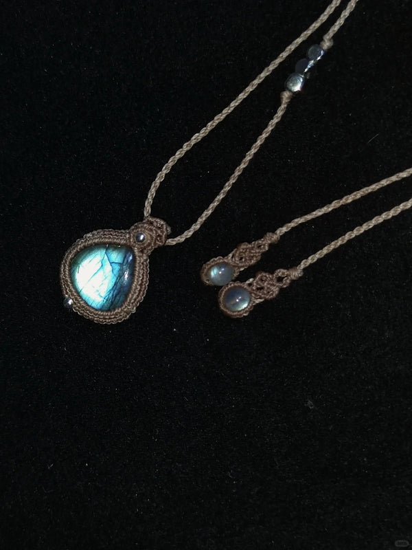 Labradorite crystal pendant necklace