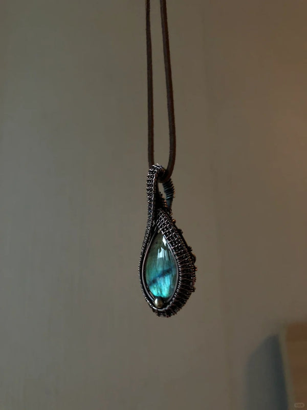 Stunning Labradorite Wire-Wrapped Pendant