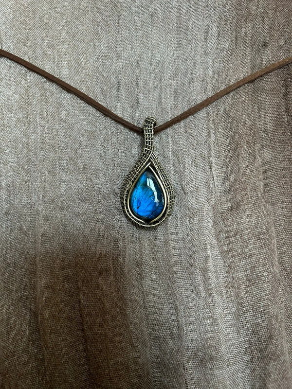 Stunning Labradorite Wire-Wrapped Pendant