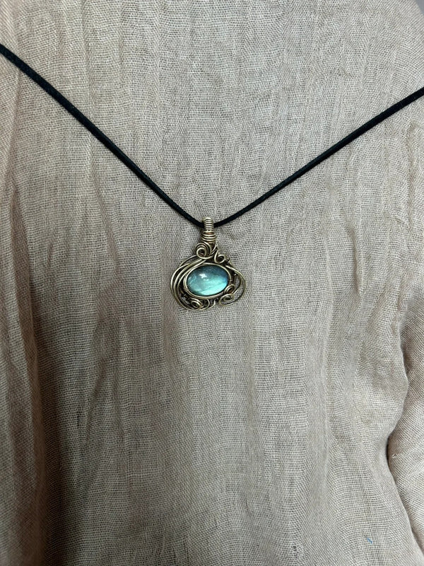 Elegant Labradorite Wire-Wrapped Pendant Necklace