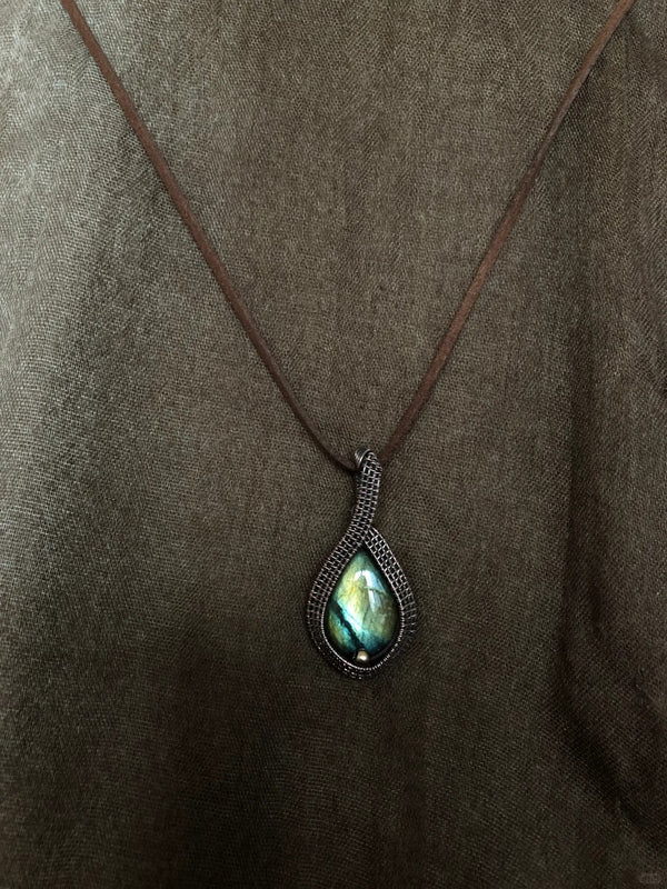 Stunning Labradorite Wire-Wrapped Pendant