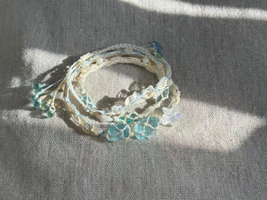 Aquamarine crystal gem macrame bracelet