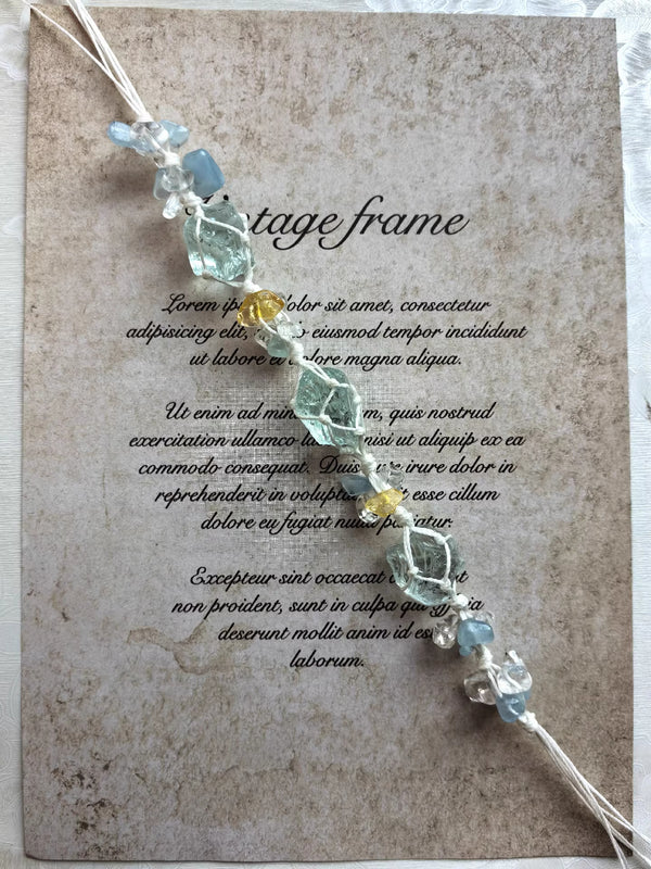 Aquamarine crystal woven bracelet