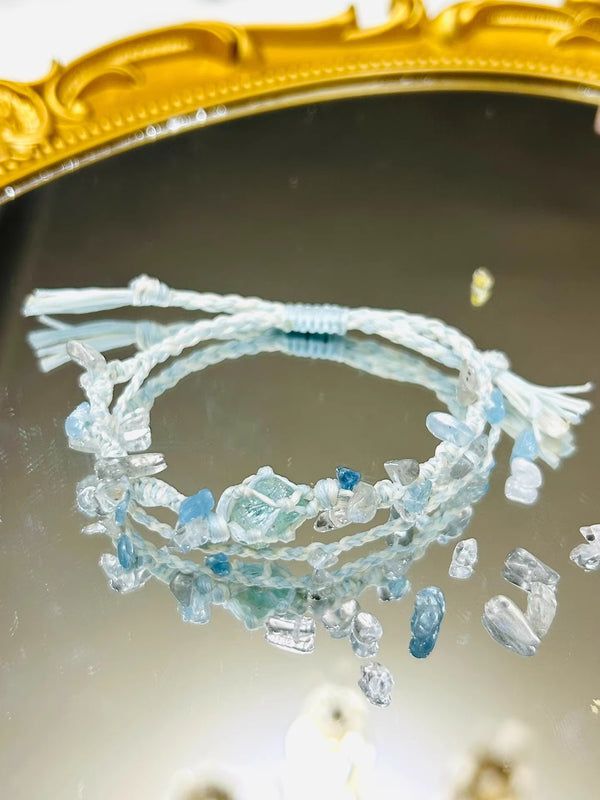 Aquamarine crystals bracelet