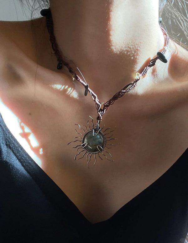 Bohemian Sun Charm Necklace pendant