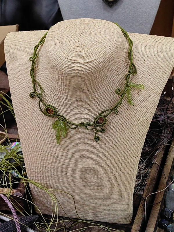 Enchanted Forest Macrame Style Crystal Necklace