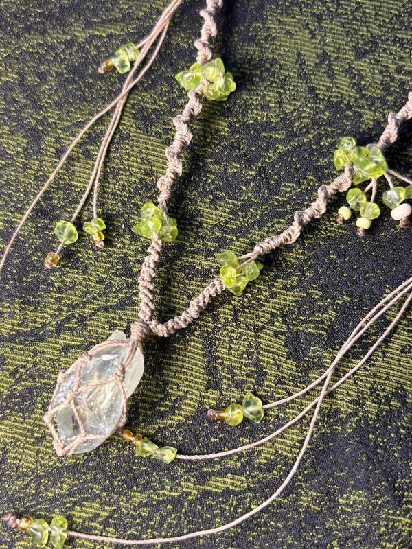 Clear Quartz&Green peridot Healing Necklace