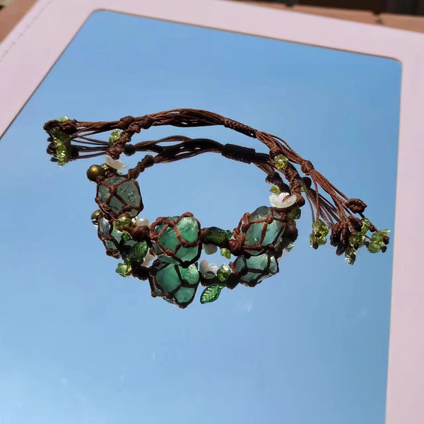 Green fluorite crystal bracelet