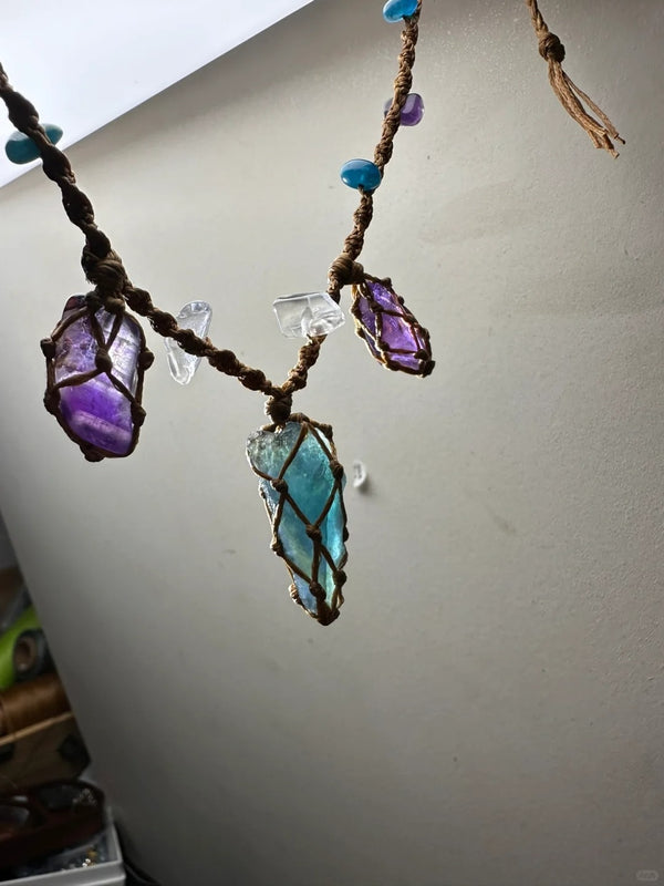 Handmade Gemstone Macrame Necklace