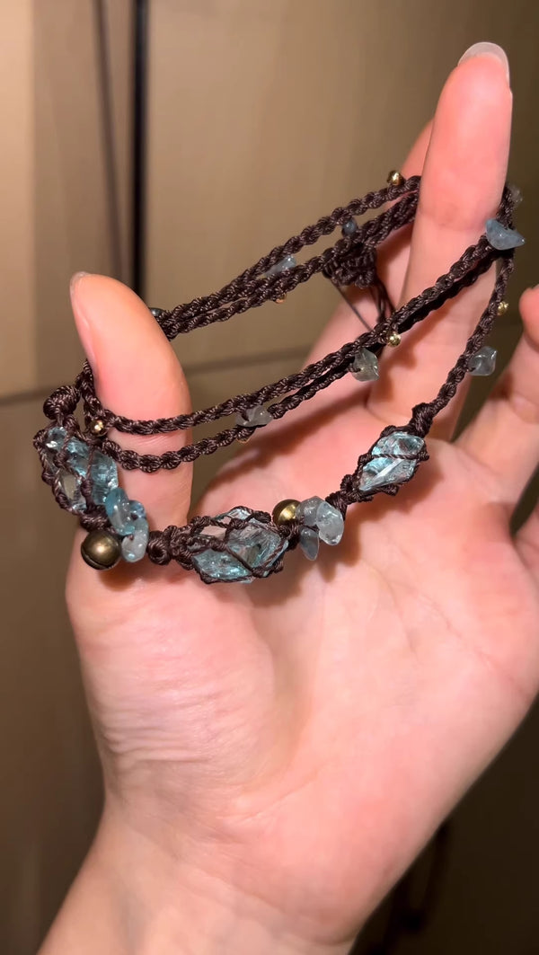 Handmade aquamarine macrame bracelet