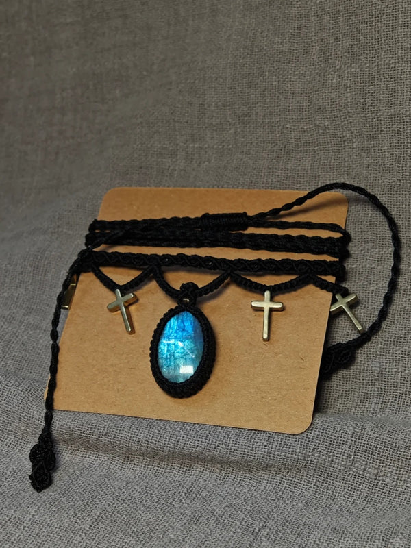 Handwoven Labradorite Macrame Necklace