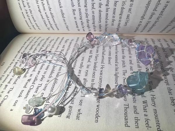 Handmade crystal healing stones macrame bracelet