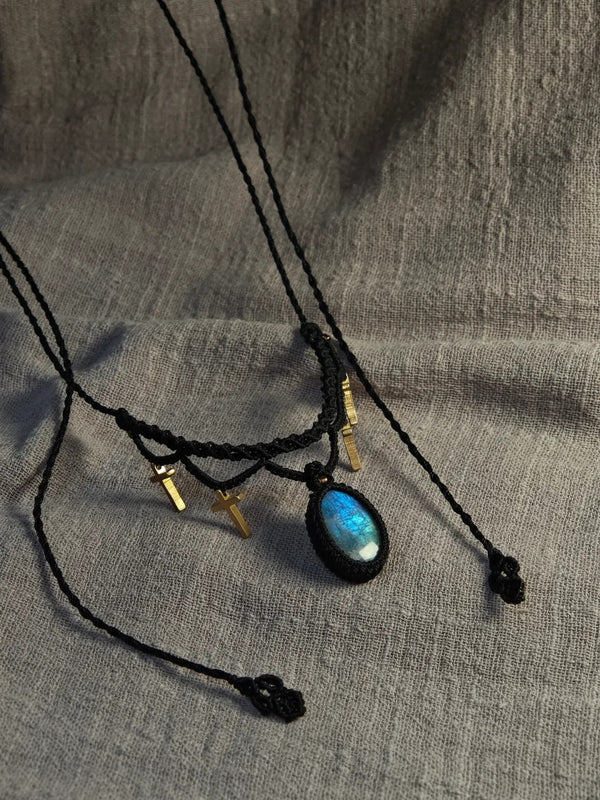 Handwoven Labradorite Macrame Necklace