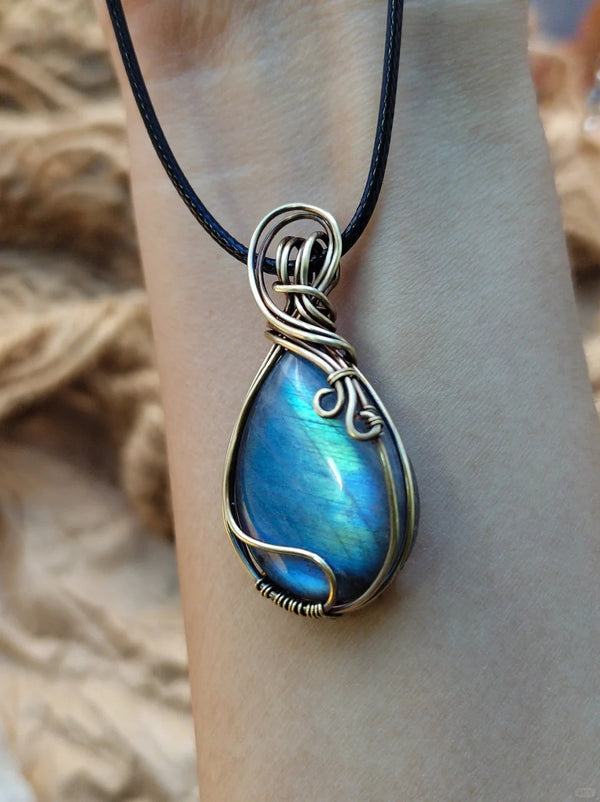 Labradorite Wire-Wrapped Pendant