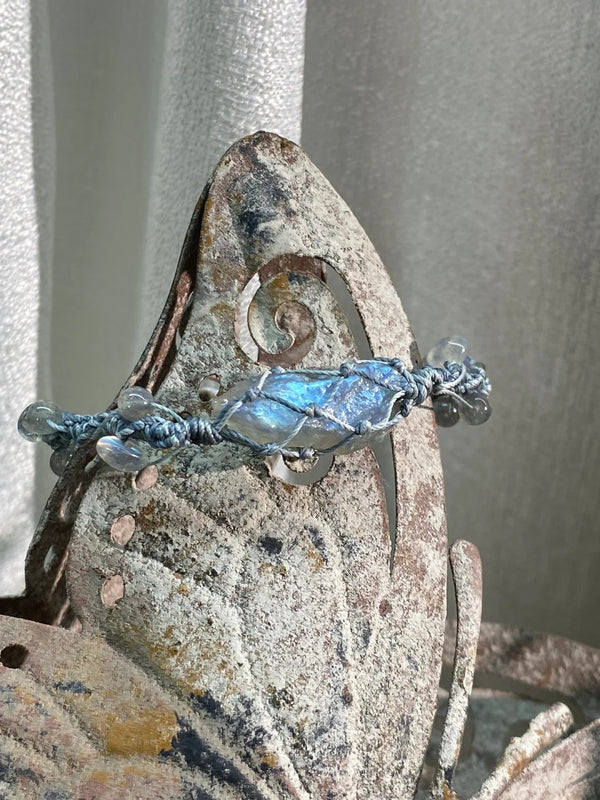 Labradorite wax woven bracelet