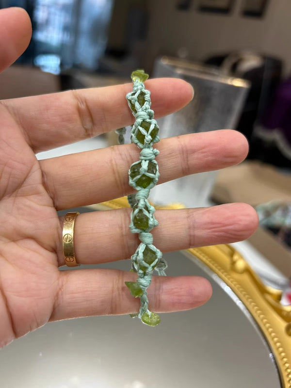 Green Peridot Knotted Bracelet