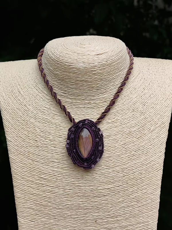 Mystical Purple Labradorite Crystal Pendant Necklace