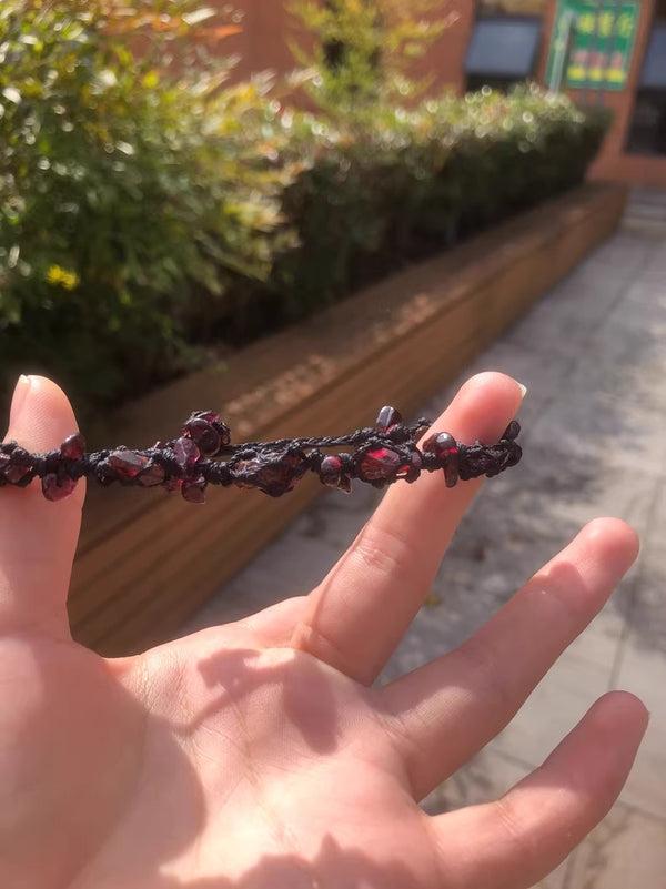 Natural ruby macrame energy bracelet