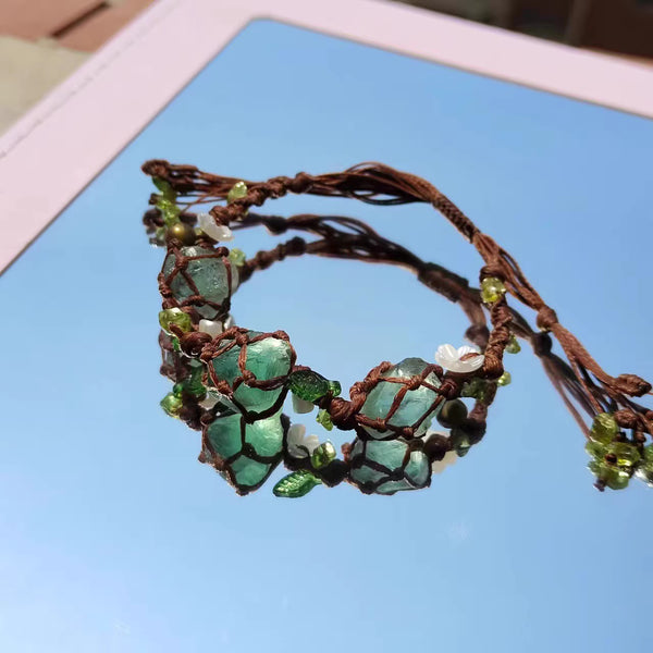 Green fluorite crystal bracelet