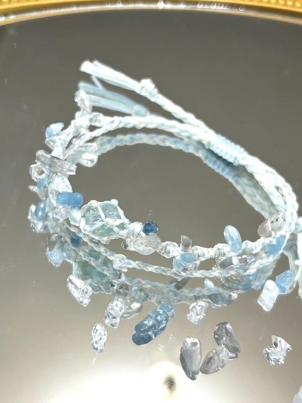 Aquamarine crystals bracelet