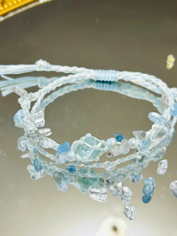 Aquamarine crystals bracelet