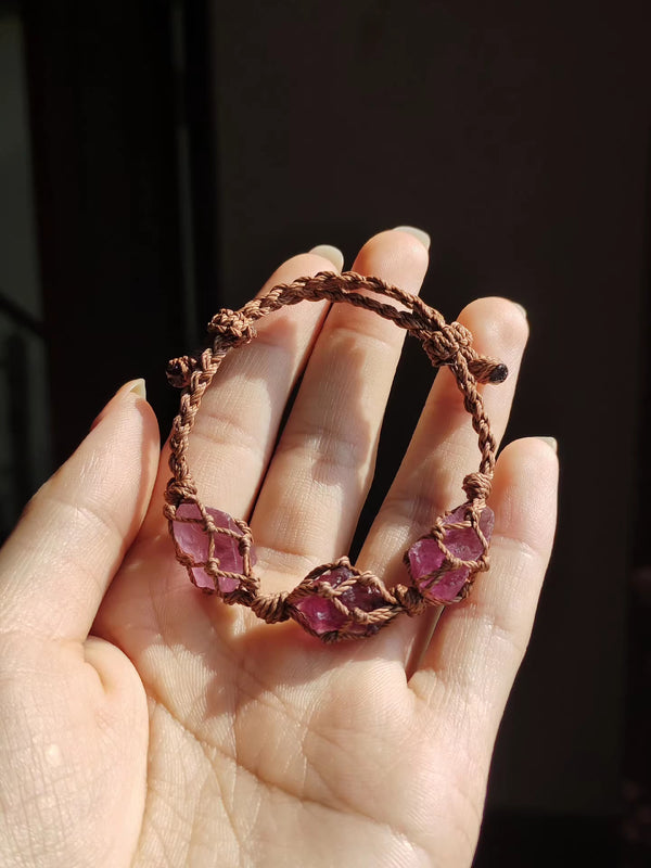 Purple fluorite hand knitting bracelet