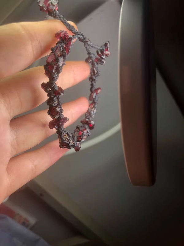 Natural ruby macrame energy bracelet