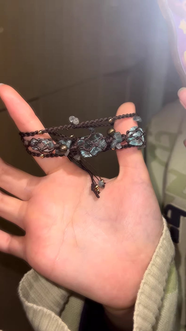 Handmade aquamarine macrame bracelet